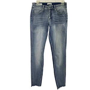 Vigoss Jeans Womens Size 6 Skinny Medium Wash Denim Distress Raw Hem‎ Stretch